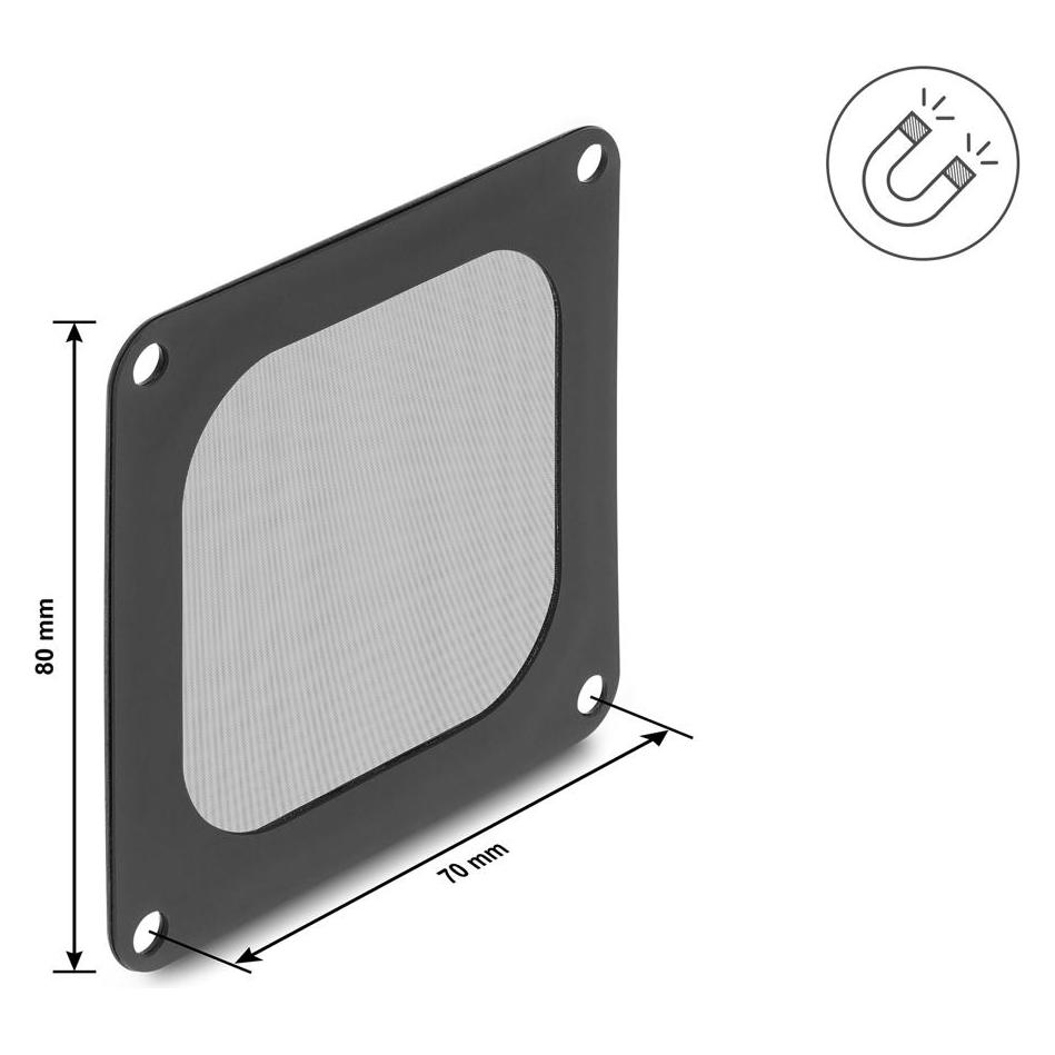 Delock Lüftergitter mit Staubfilter magnetisch für PC-Gehäuse 80 x 80 mm schwarz (67715) (67715)