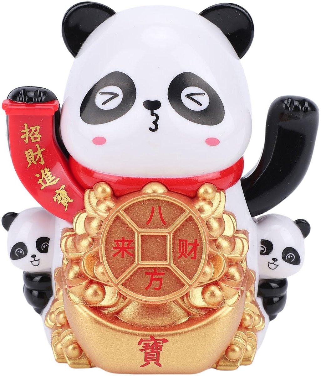 Dailygoods Zonne-energie Panda-beeldje Automatisch Zwaaiend Ornament