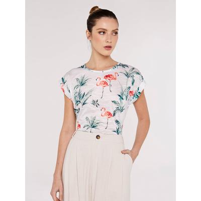 T-Shirt APRICOT "Flamingo Palms Oasis Slub Top", Damen, Gr. L (40), orange, Obermaterial: 100% Polyester PES., gemustert, Tops T-Shirt
