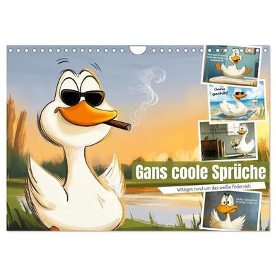 Gans coole Sprüche (Wandkalender 2026 DIN A4 quer), CALVENDO Monatskalender