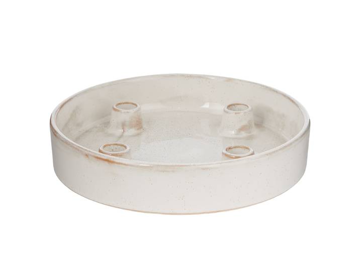 Bougeoir 25 x 5 x 25cm Blanc/Blanc