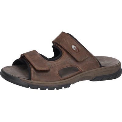 Pantolette WALDLÄUFER "Harald", Herren, Gr. 7,5, Textil, braun (dunkelbraun), Nubukleder, Schuhe Pantolette, Sommerschuh, Schlappen, Klettschuh, in Weite H (= sehr weit)