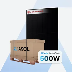 Jolywood JW-HD108N-R2 Solarmodul 500 W Bifazial Glas-Glas Full Black – Palette (37 Stück)