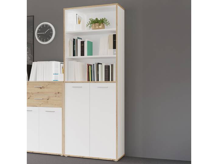 Armoire à dossiers Type A 85cm Blanc/Marron