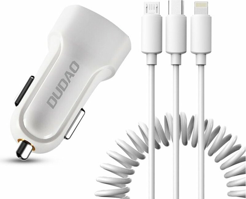 Dudao autolader met 2 USB-poorten 2.4A - Wit - KP14093