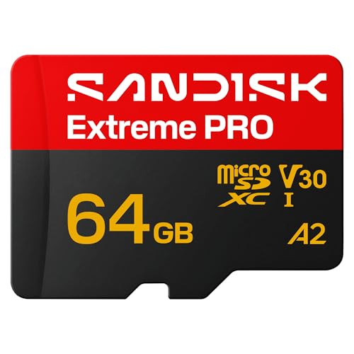 SanDisk Extreme PRO microSDXC-geheugenkaart met SD-adapter, 64 GB, V30, A2, Zwart