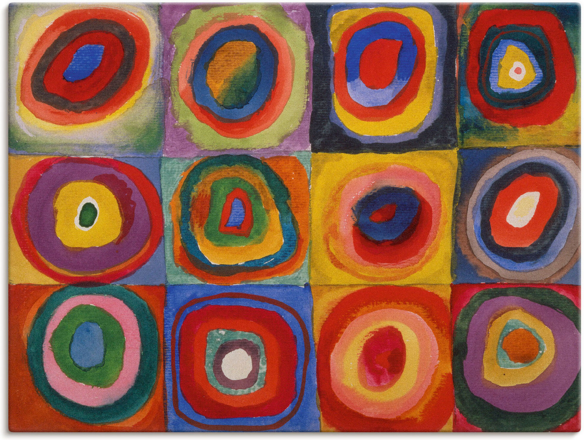 Leinwandbild ARTLAND "Quadrate und konzentrische Ringe. 1913", bunt (farbe bild(er): bunt), B:60cm H:45cm, Bilder, Leinwandbild, auf Holzrahmen gespannt farbe bild(er): bunt B/H/T: 60cm x 45cm, Leinwandbild Muster, 1 Stk.
