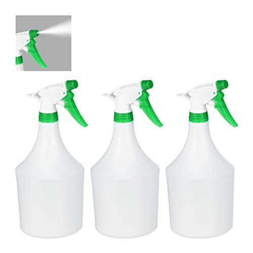 Relaxdays Plantenspuit set van 3 stuks, wit-groen, kunststof