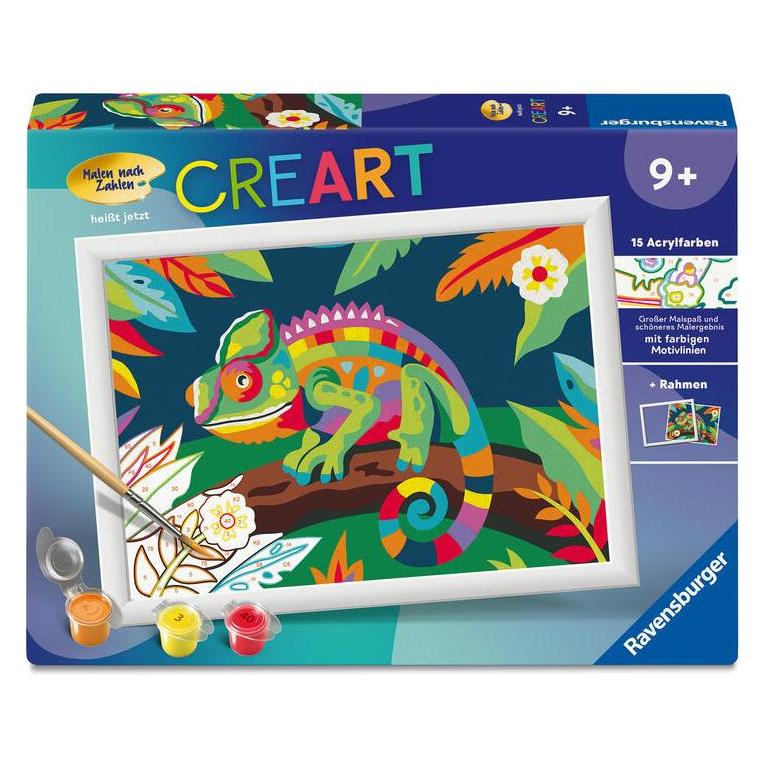 Ravensburger CreArt, Malen nach Zahlen Kinder - Farbenfrohes Chamäleon (4005555231189-4005555231189)