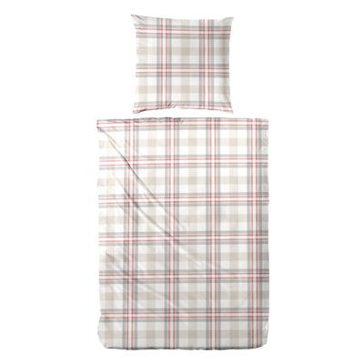 Bettwäsche PRIMERA "Feinbiber-Bettwäsche Christmas Check", beige (braun), B/L: 135cm x 200cm, 1 Stk., 1 Stk., Feinbiber, B/L: 80cm x 80cm, 2 Stk., Feinbiber, Obermaterial: 100% Baumwolle, Bettwäsche, Bettwäsche, mit klassischem Karo