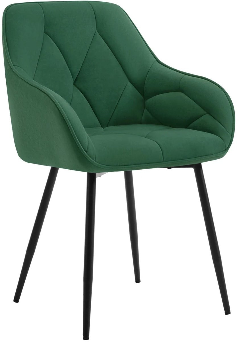 Klarven Eetkamerstoel met Armleuning Fluweel Donkergroen B56 x D53 x H83,5 cm