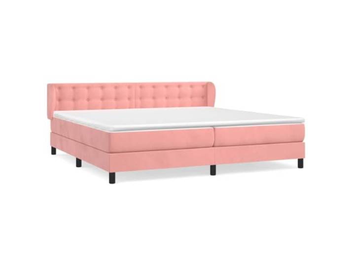 Makastle Boxspringbett mit Matratze Rosa 200x200 cm Samt Taschenfederkernmatratze