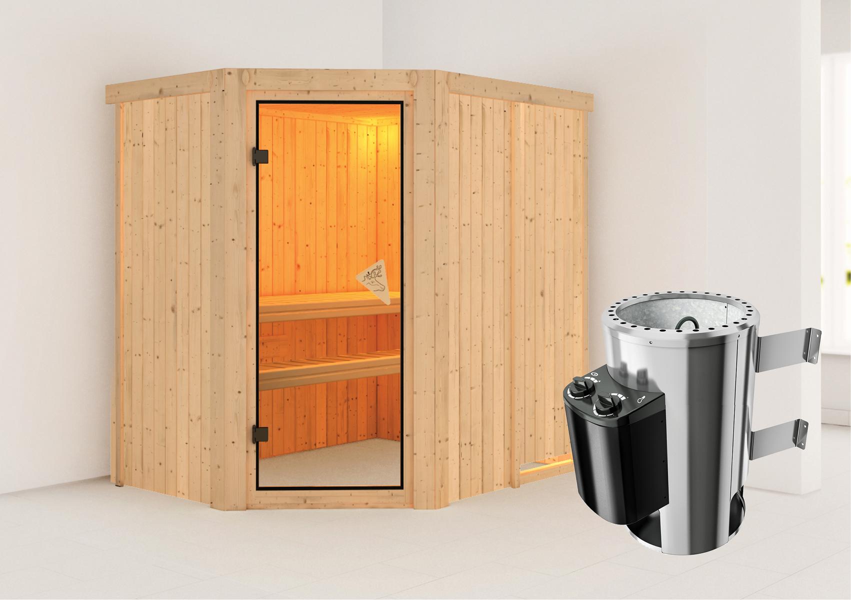 KARIBUHOLZT Sauna Saja Eck 3,6kW int.Strg bronz.GGT 08288728