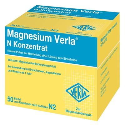 Magnesium Verla N Konzentrat Plv.z.H.e.L.z.Einn. 50 St Pulver zur Herstellung einer Lösung zum Einnehmen
