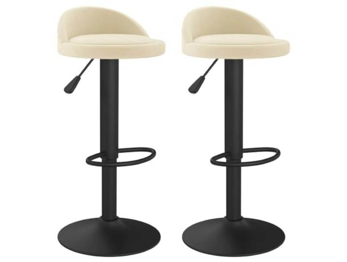 GHVBNMF Barhocker 2er Set Creme Samt Höhenverstellbar Drehbar Eleganter Tresenhocker mit Rückenlehne und Fußstütze für Kücheninsel, Bistro und Gastronomie.