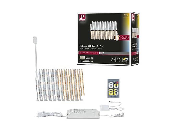 Kit de base Paulmann MaxLED 1000 full-line COB 3 m TunW Tunable White de 2700K à 6500K\, 25\,5W\, autocollant\, avec controleur\, télécommande
