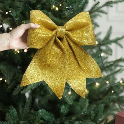 Lush Living Finds Holiday Dress Props Christmas Decorations DIY Accessories, Christmas Sequined Bow Christmas Tree Ornaments For Crafts golden 2 Pieces