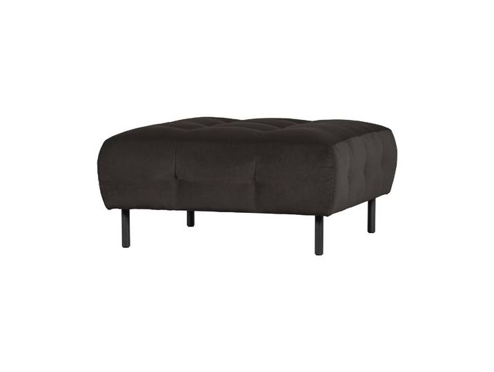 Pouf en velours Loma gris foncé, rectangulaire, fixe, uni - Woood