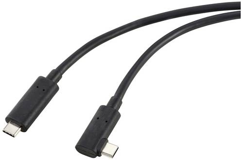 Renkforce Glasfaser USB-C Kabel USB 3.2 Gen2 USB-C Stecker einseitig gewinkelt 10.00m Schwarz RF-5625884