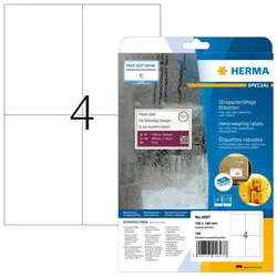 HERMA Etiketten strapazierfähig A4 105x148 mm weiß stark haftend Folie matt wetterfest 100 St.