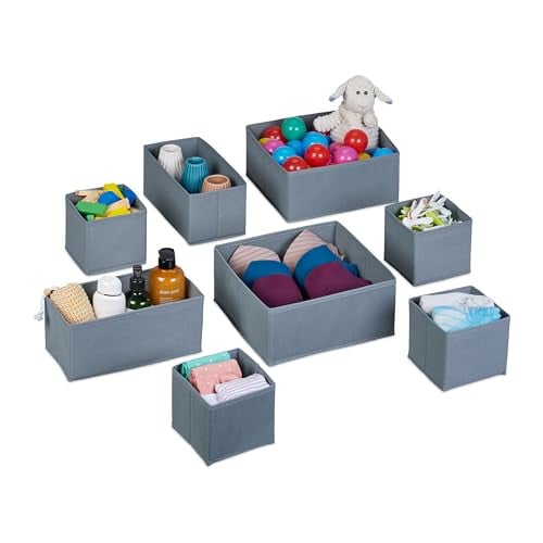 Relaxdays Lade organizer 8-delige set, grijs