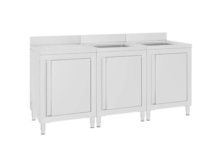 LPERTGFHU Spülschrank 180x60x96 cm Edelstahl, Gastro Spüle mit Robustes Design, Höhenverstellbare Füße, Platzsparende Stauraumfächer