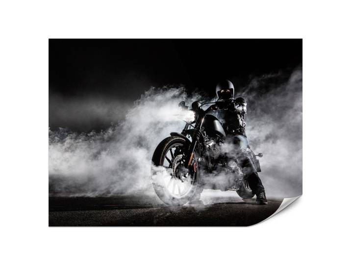 FOTOTAPETE für Jugendzimmer Motorrad Nebel Mann Straße Rauch Sport Action 200x140