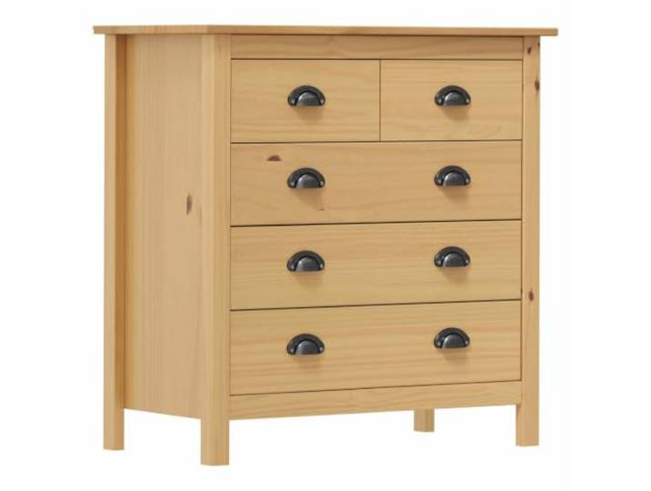 KGFHERENB Sideboard Hill Massivholz Kiefer Kommode Honigbraun 79x40x80 cm Kompakter Beistellschrank mit 5 Schubladen für Wohnzimmer und Flur. Viel Stauraum und Stabilität für Ihre Dekoration.