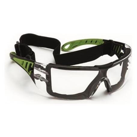 Elmag - Schutzbrille farblos schwarz/grün PC2mm kratzfest & antifog (57369)