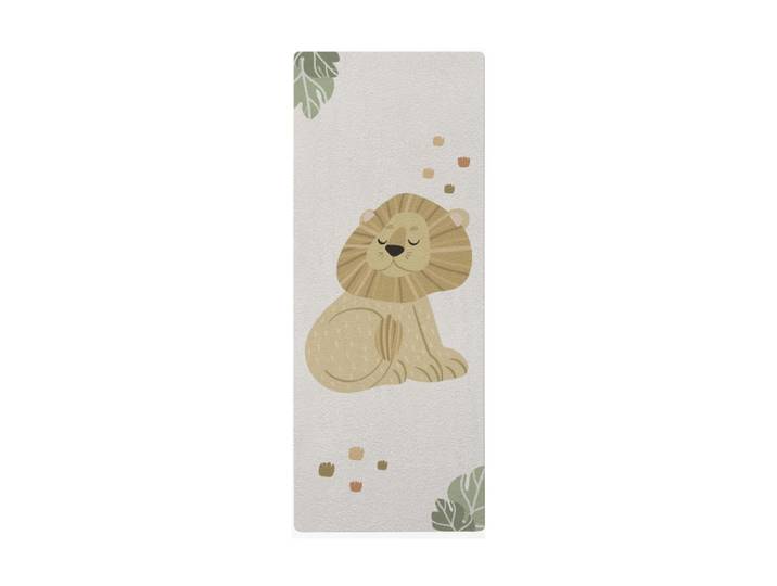 Tapis de yoga enfant animaux jungle lion vert 62x160cm