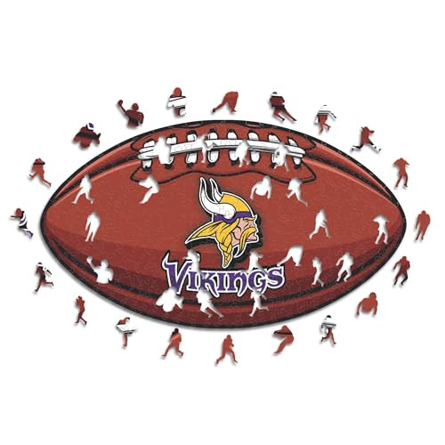 Iconic Puzzles Minnesota Vikings Logo Houten Puzzel voor Volwassenen, Meerkleurig