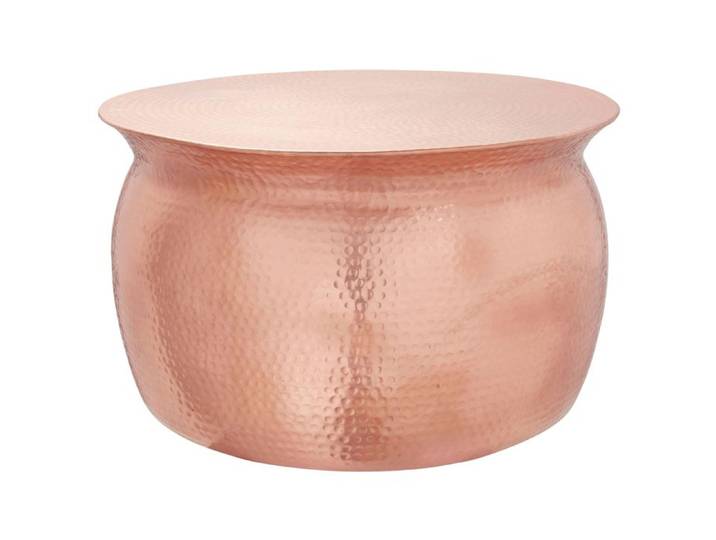 Gloria-Coffee table with diameter 79 cm in aluminum copper coloured