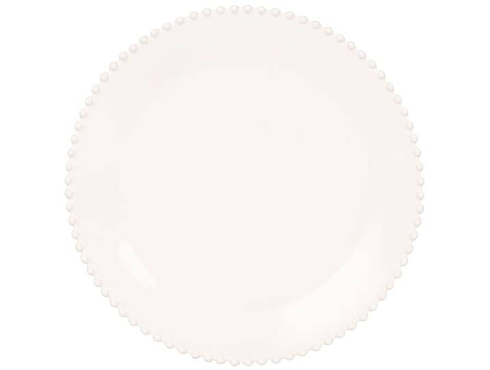 Platzteller mit Perlenrand aus Steingut, weiß