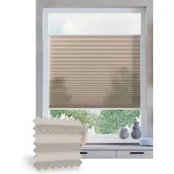 Plissee ohne Bohren nach Maß, Helltaupe 137020, 30 x 80 cm, Plissee individuell maßangefertigt