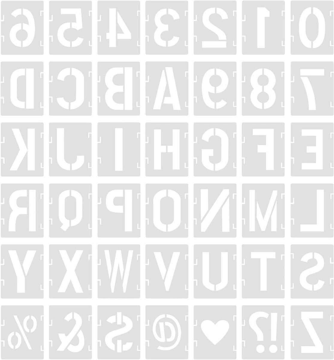 Set van 42 herbruikbare plastic letter sjablonen voor schilderen en DIY kunstprojecten, 3.8 cm