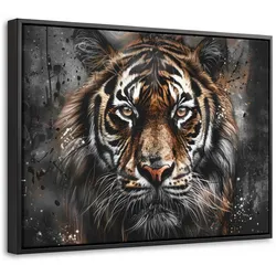 LEINWAND Bilder mit Rahmen - Tiger - Tiere - Porträt - Luxus - Schwarz - 40x30