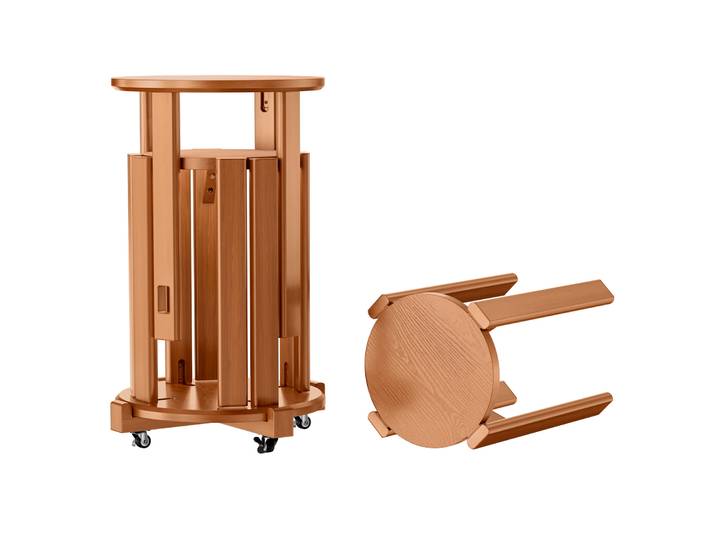 Ensemble de 4 tabourets empilables, chaises gigognes en bois sur roulettes, tabourets ronds empilables pour cuisine, salon, bar, dortoir