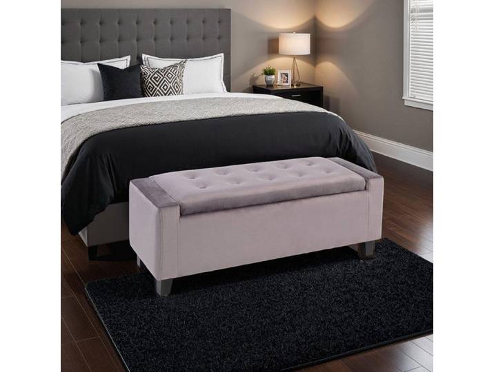 Banc de rangement 110x40x39 cm en velours gris