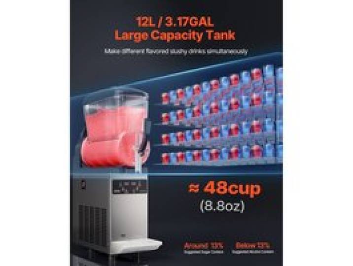 Machine à Granité Commerciale 12 L Simple Réservoir Machine à Boissons Glacées en Acier Inoxydable de 48 Tasses Distributeur de B…