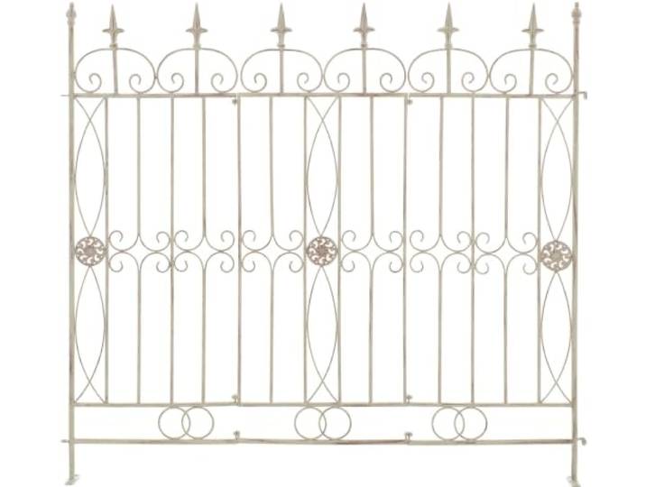 CLP Gartenzaun Mangold Eisen, modularer Steckzaun ohne Betonieren, Rankzaun im Landhausstil für Garten und Terrasse Farbe antik-Creme