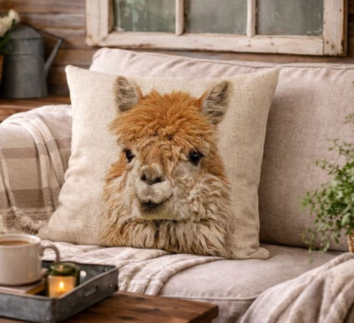 Canvas Wildlife Portraits Collection Kussenhoes - Alpaca - 45 x 45 cm