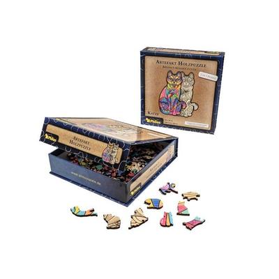 Artefakt Holzpuzzle 2 in 1 Katze, 160 Teile, in magnetischer Klappschachtel