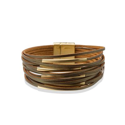 Armband "Schmuck Geschenk Kupfer Polyurethan Armschmuck Armkette", braun (gelbgoldfarben, braun), ANISTON JEWELRY & WATCHES, Armbänder, Damen, 20cm, Kupfer Polyurethan, Kupfer, Polyurethan, Armband, Made in Germany
