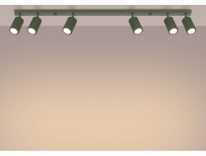Plafonnier KARBON 6L vert olive 6xGU10 10W aluminium 16.5x6.5x117cm Sollux Lighting