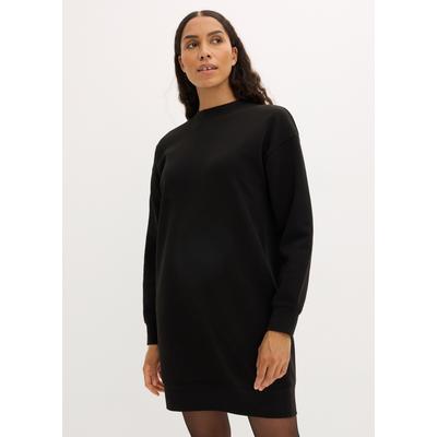 Sweatkleid BONPRIX "Oversized Sweatkleid", Damen, Gr. 40/42 (M), N-Gr, schwarz, Sweatware, Obermaterial: 60% Baumwolle, 40% Polyester, unifarben, oversize ca. Mitte Oberschenkel, Rundhals, Bündchen, Kleider Sweatkleid, für den Alltag, dickeres...