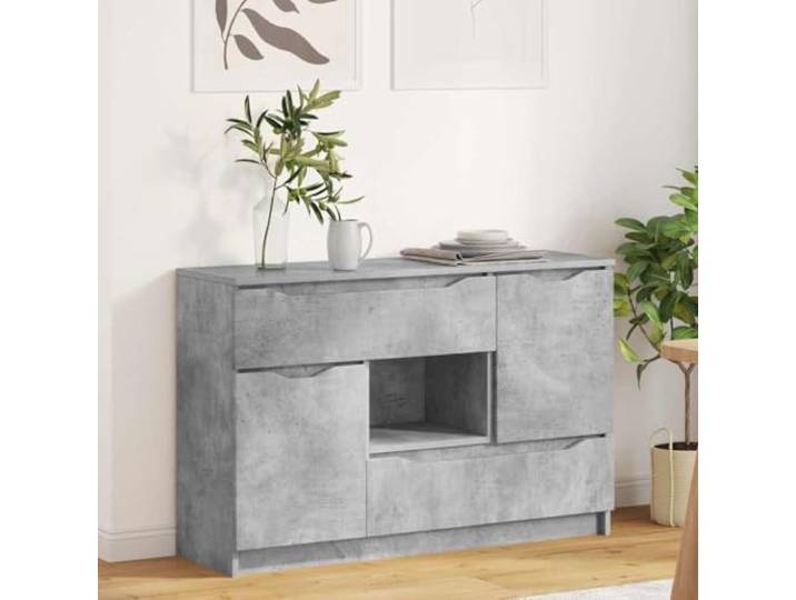 HEFZGDB Schlankes Sideboard mit Schubladen aus Holzwerkstoff Beton Grau, modernes Sideboard mit Kugellager-für Wohnzimmer, funktionales mit Schubladen für Esszimmer,