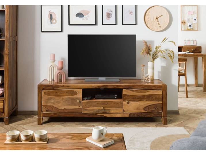 TV-Board Sheesham 175x45x55 braun lackiert ANCONA #110