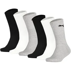 PUMA Kinder Socken, 6er Pack - Sport Junior, Frottee-Sohle, Rippbündchen, Logo Mehrfarbig / 35-38