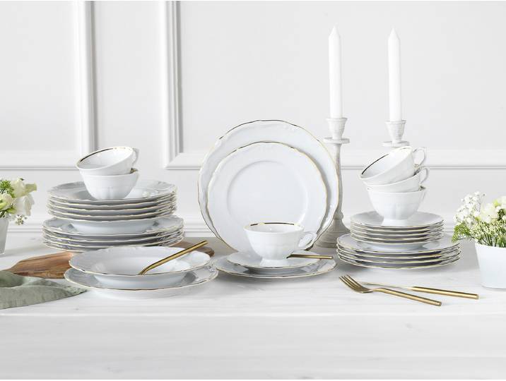 Service combiné Maria Theresa 28 x 33 x 44cm Blanc/Doré