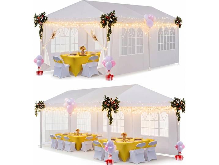 Faltpavillon 3x6m Blau Wasserdicht Stabil mit Seitenwänden und Tasche